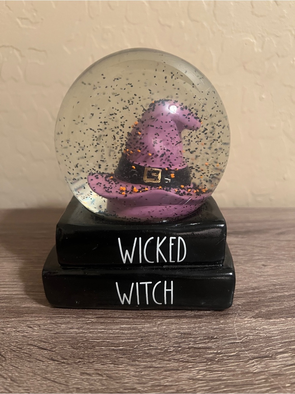 RAE DUNN Halloween Wicked Witch Snow Globe Books Black Purple NWOT